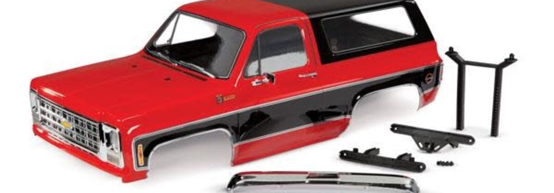 BODY, CHEVROLET BLAZER (1979), COMPLETE (RED) (INCLUDES GRILLE, SIDE MIRRORS, DOOR HANDLES, WINDSHIELD WIPERS, FRONT & REAR BUMPERS, DECALS)