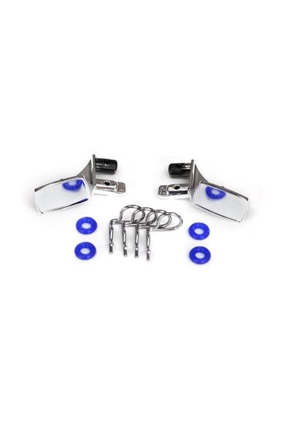 Mirrors, side, chrome (left & right)/ o-rings (4)/ body clips (4) (fits #8130 bo, TRX8133