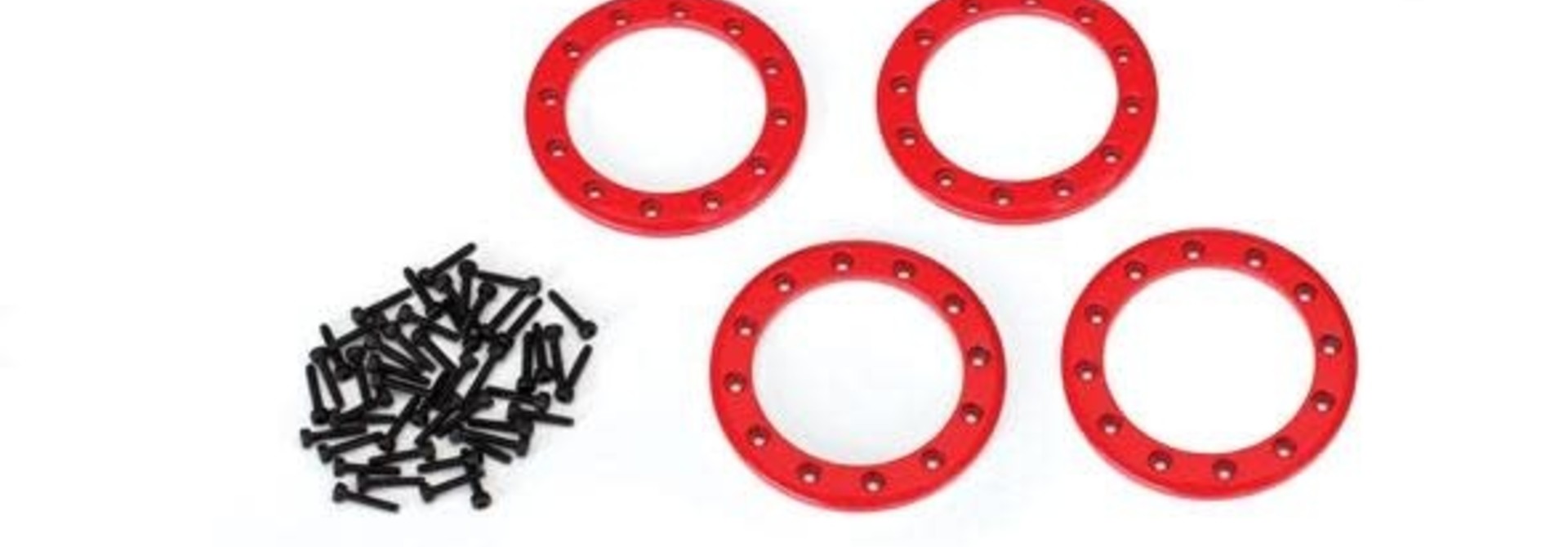 Beadlock rings, red (1.9') (aluminum) (4)/ 2x10 CS (48)