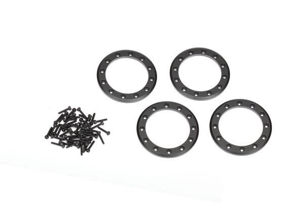 Beadlock rings, black (1.9') (aluminum) (4)/ 2x10 CS (48)-1