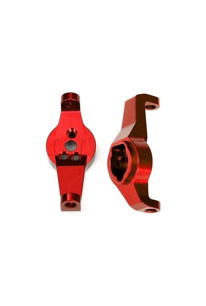 Caster blocks, 6061-T6 aluminum (red-anodized), left and right