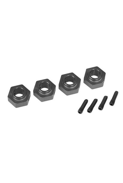 Wheel hubs, 12mm hex, 6061-T6 aluminum (charcoal gray-anodized) (4)/ screw pin (