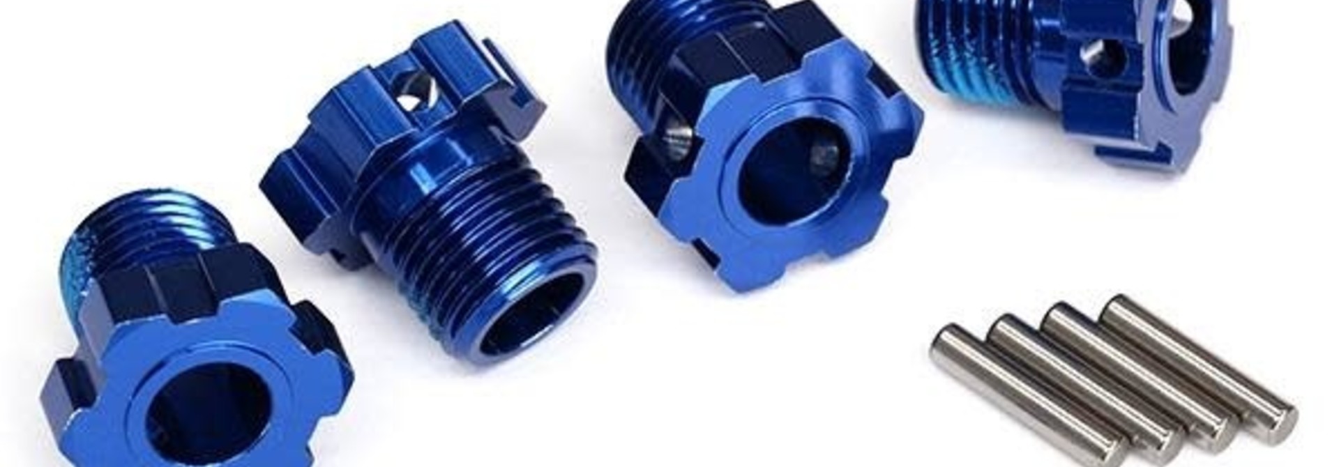 Wheel hubs, splined, 17mm (blue-anodized) (4)/ 4x5 GS (4), 3x14mm pin (4)