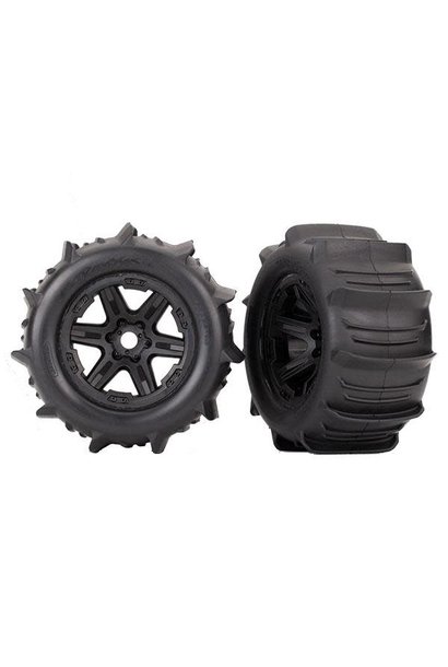Tires & wheels, assembled, glued (black 3.8' wheels, paddle tires, foam inserts)