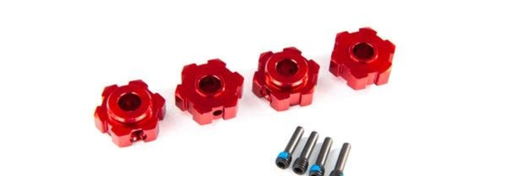 Wheel hubs, hex, aluminum (red-anodized) (4)/ 4x13mm screw pins (4)