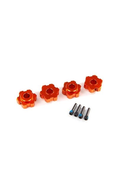 Wheel hubs, hex, aluminum (orange-anodized) (4)/ 4x13mm screw pins (4)