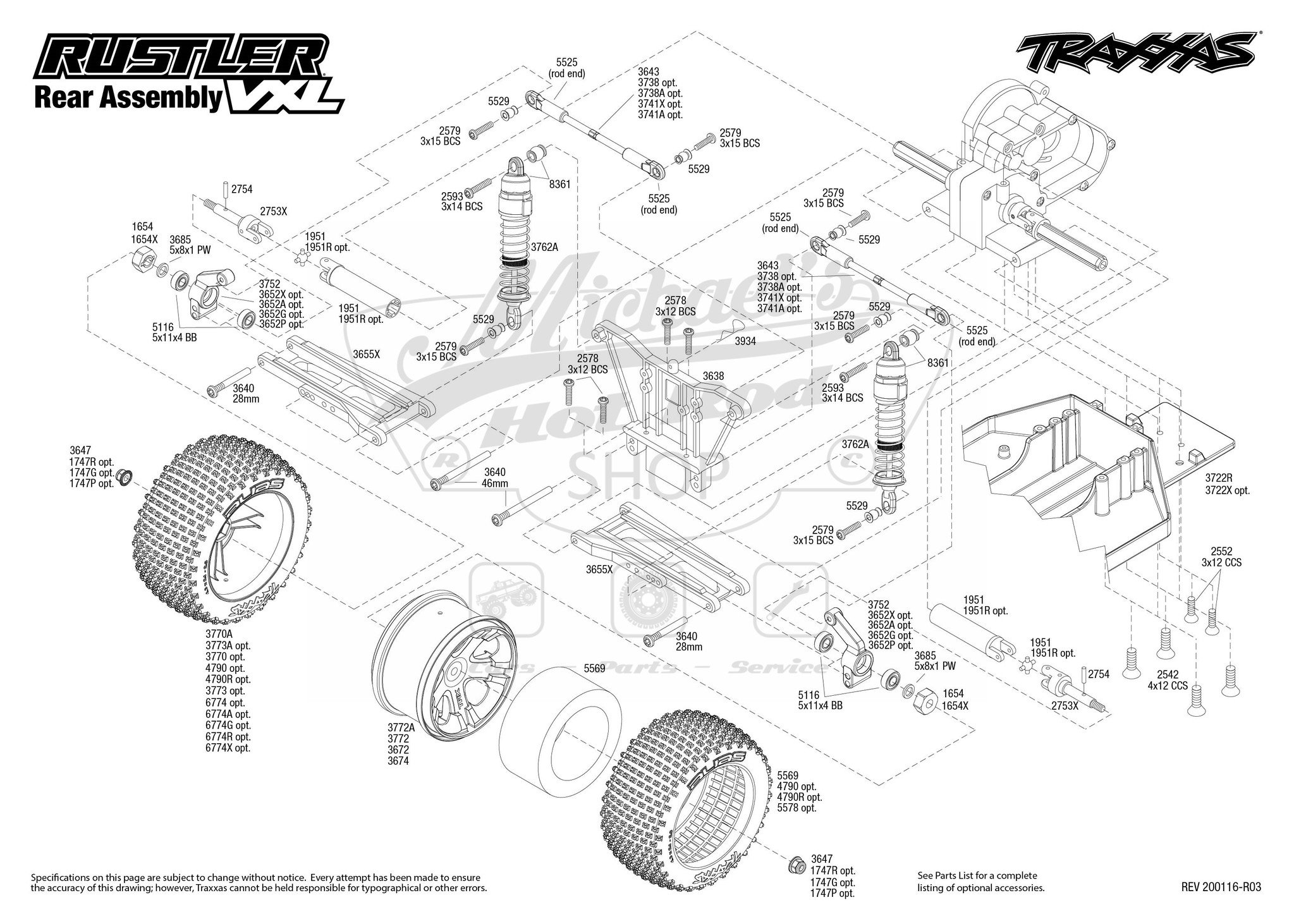 Rustler 2WD VXL Rear Assembly