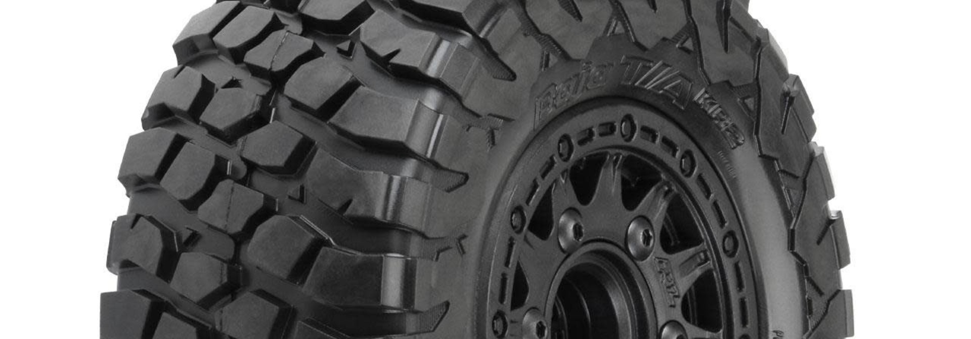 BFGoodrich Baja T/A KR2 SC 2.2"/3.0" M2 (Medium) All Terrain Tires Mounted on Raid Black, PR10123-10