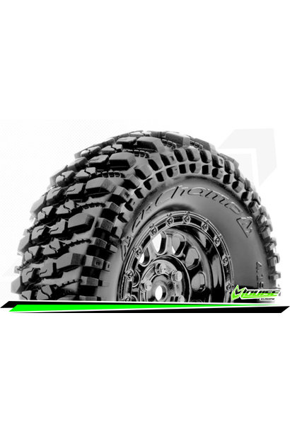 Louise RC - CR-CHAMP - Class 1 - 1-10 Crawler Tire Set - Mounted - Super Soft - Black Chrome 1.9 Wheels - Hex 12mm - L-T3345VBC