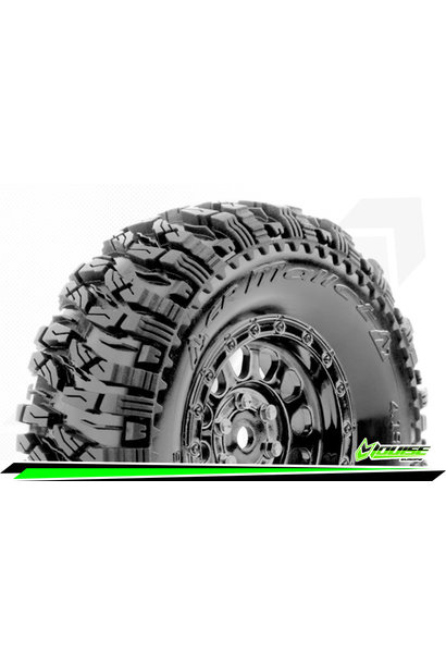 Louise RC - CR-MALLET - Class 1 - 1-10 Crawler Tire Set - Mounted - Super Soft - Black Chrome 1.9 Wheels - Hex 12mm - L-T3346VBC