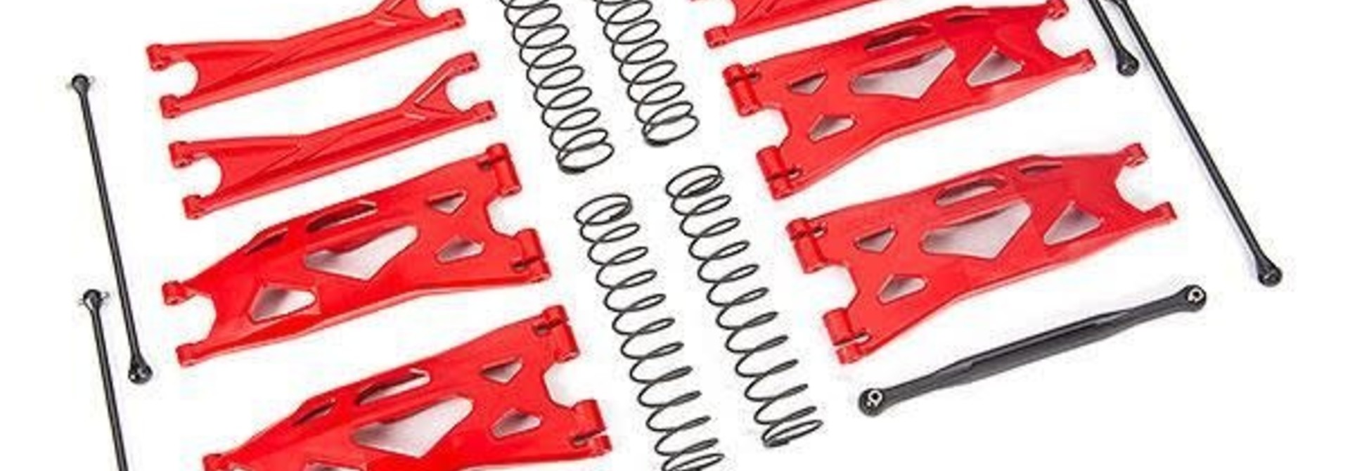 Suspension kit, X-Maxx WideMaxx, RED (includes front & rear suspension arms, front toe links, driveshafts, shock springs)