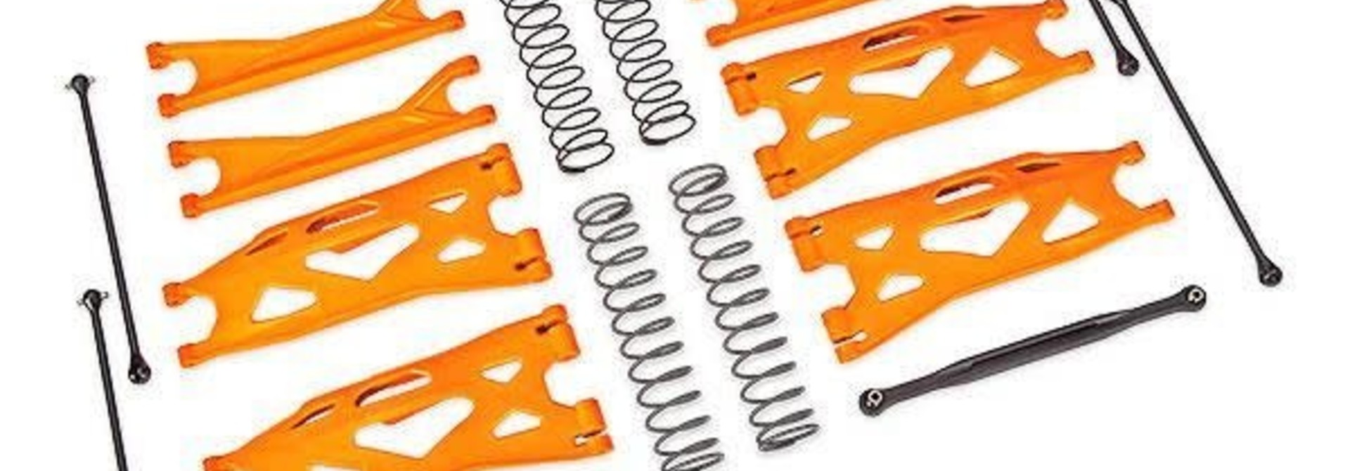 Suspension kit, X-Maxx WideMaxx, ORANGE (includes front & rear suspension arms, front toe links, driveshafts, shock springs)