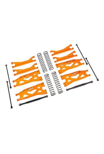 Suspension kit, X-Maxx WideMaxx, ORANGE (includes front & rear suspension arms, front toe links, driveshafts, shock springs)