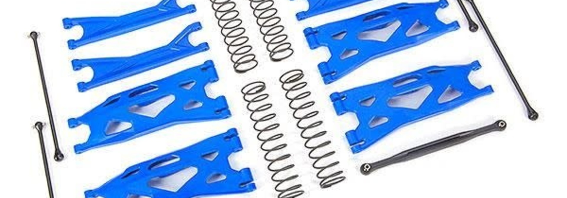 Suspension kit, X-Maxx WideMaxx, BLUE (includes front & rear suspension arms, front toe links, driveshafts, shock springs)