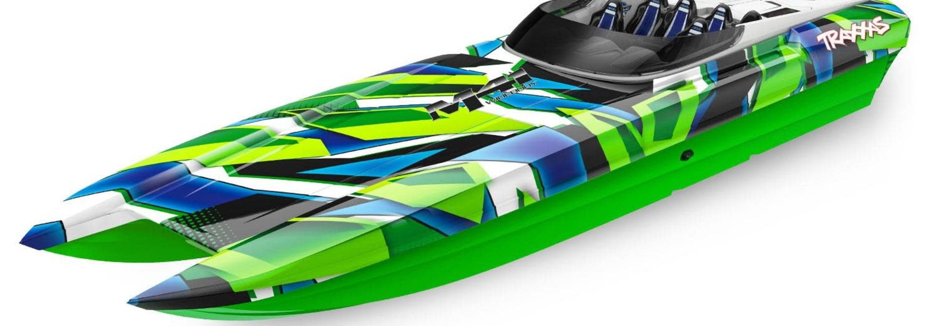 Traxxas DCB M41 Catamaran Race Boat TQi TSM, GREEN/BLUE