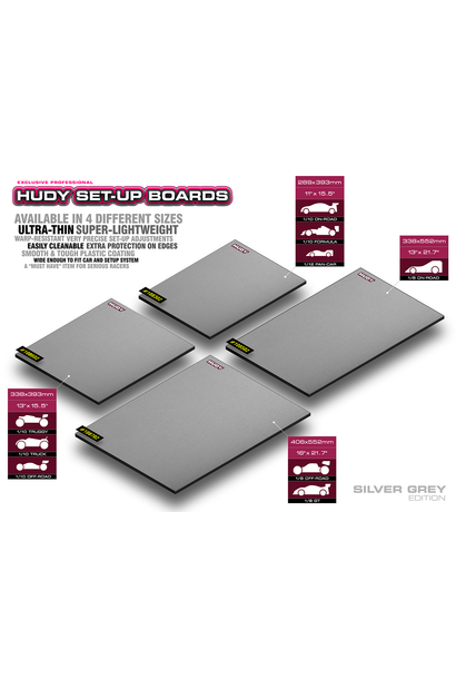 FLAT SET-UP BOARD 1/10 & 1/12 ON-ROAD - LIGHTWEIGHT - SILVER GREY