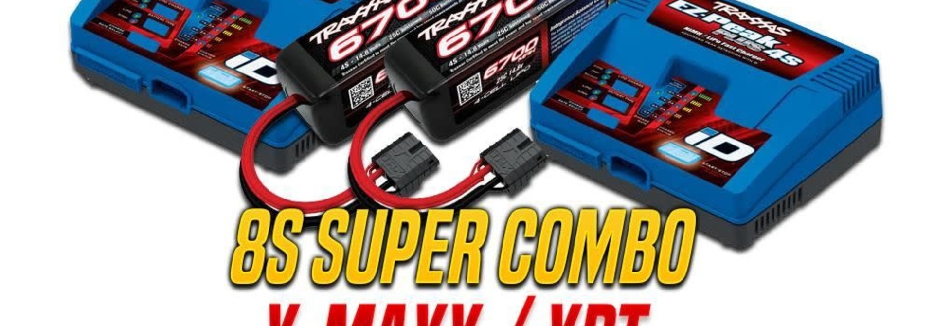 Battery/Charger Completer Pack X2 (Includes #2981 ID Charger (2), #2890X 6700Mah 14.8V 4-Cell 25C Lipo Battery (2) TRX2998GX2