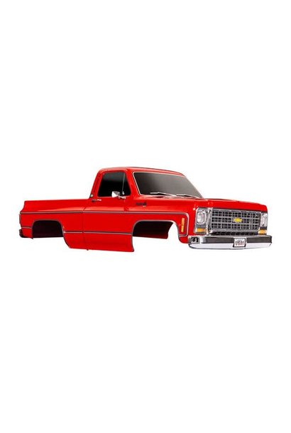 Body, Chevrolet K10 Truck (1979), complete, red (painted, decals applied) (includes grille, side mirrors, door handles, windshield wipers, & clipless mounting) (requires #9288 inner fenders)