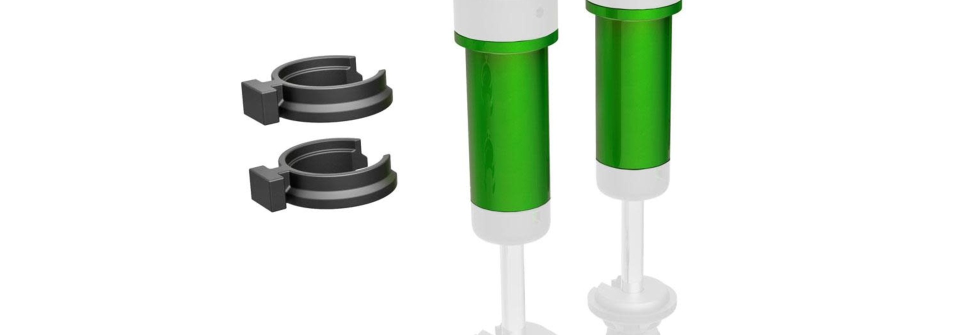 Body, GTM shock, 6061-T6 aluminum (green-anodized) (includes spring pre-load spacers) (2)