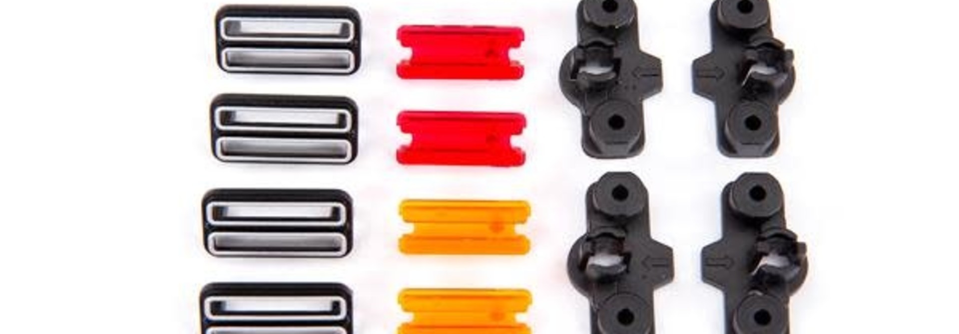 Marker light housing (4)/ marker light mount (4)/ marker light lens (red (2), amber (2))/ reverse lens (left & right)/ 1.6x5 BCS (self-tapping) (8)