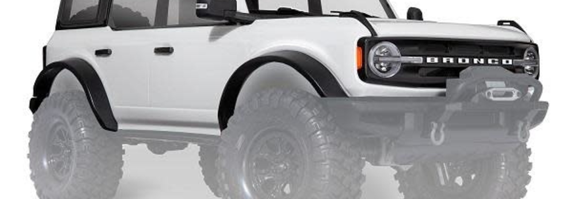 Body, Ford Bronco (2021), complete, oxford white (painted) (includes grille, side mirrors, door handles, fender flares, windshield wipers, spare tire mount, & clipless mounting) (requires #8080X inner fenders)