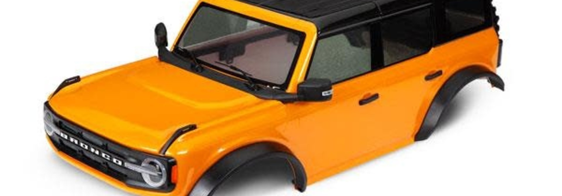 Body, Ford Bronco (2021), complete, orange (painted) (includes grille, side mirrors, door handles, fender flares, windshield wipers, spare tire mount, & clipless mounting) (requires #8080X inner fenders)