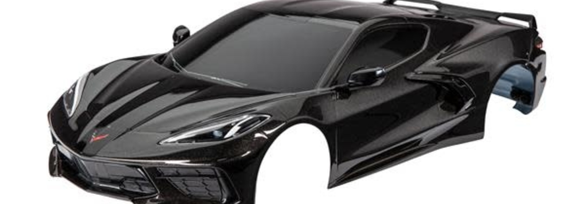 Body, Chevrolet Corvette Stingray, complete (black) (painted, decals applied) (includes side mirrors, spoiler, grilles, vents, & clipless mounting)