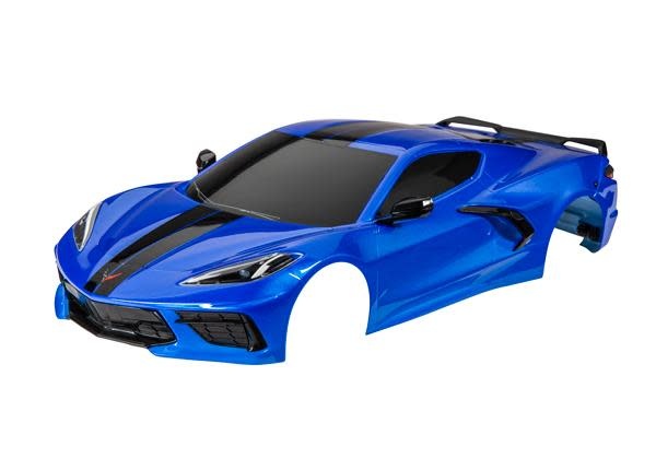 Body, Chevrolet Corvette Stingray, complete (blue) (painted, decals applied) (includes side mirrors, spoiler, grilles, vents, & clipless mounting)-1