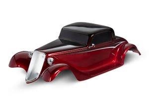 Body, Factory Five '33 Hot Rod Coupe, complete (red) (painted, decals applied) (includes front grille, side mirrors, headlights, tail lights, foam pads)-1