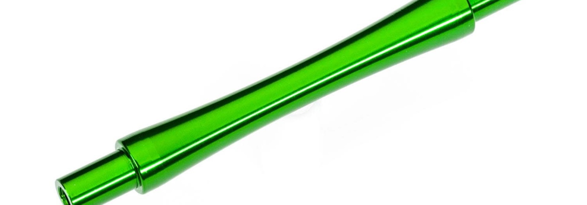 Axle, wheelie bar, 6061-T6 aluminum (green-anodized) (1)/ 3x12 BCS (with threadlock) (2)