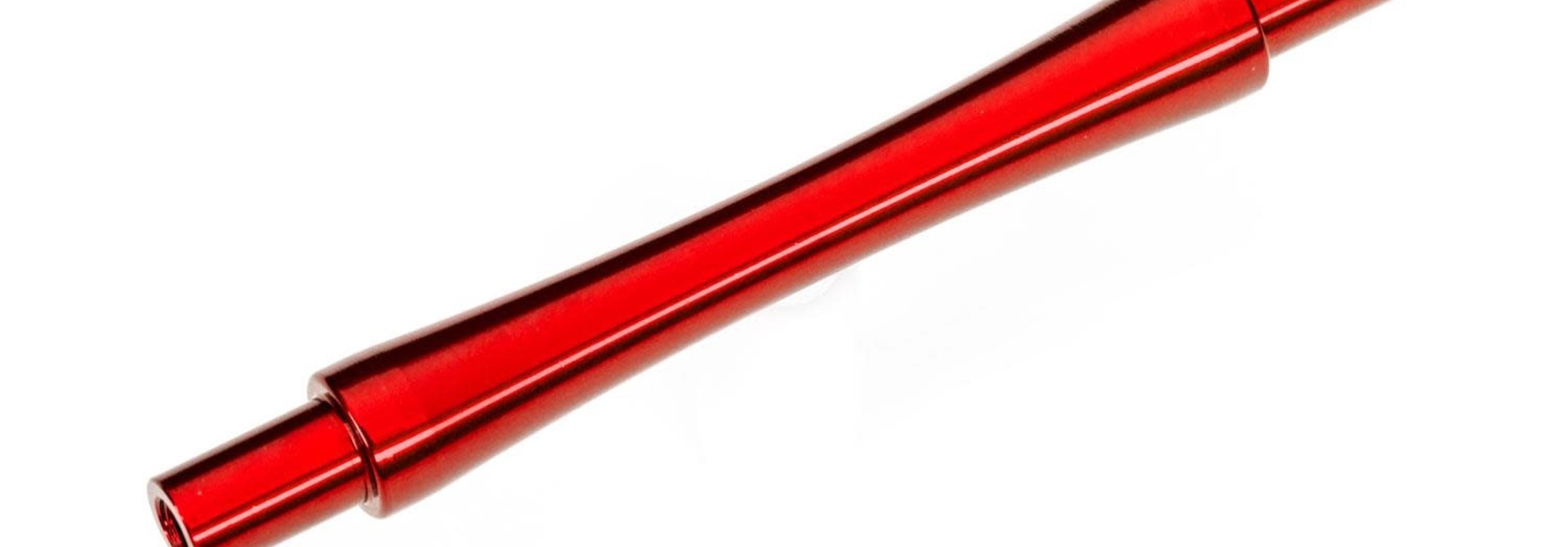 Axle, wheelie bar, 6061-T6 aluminum (red-anodized) (1)/ 3x12 BCS (with threadlock) (2)