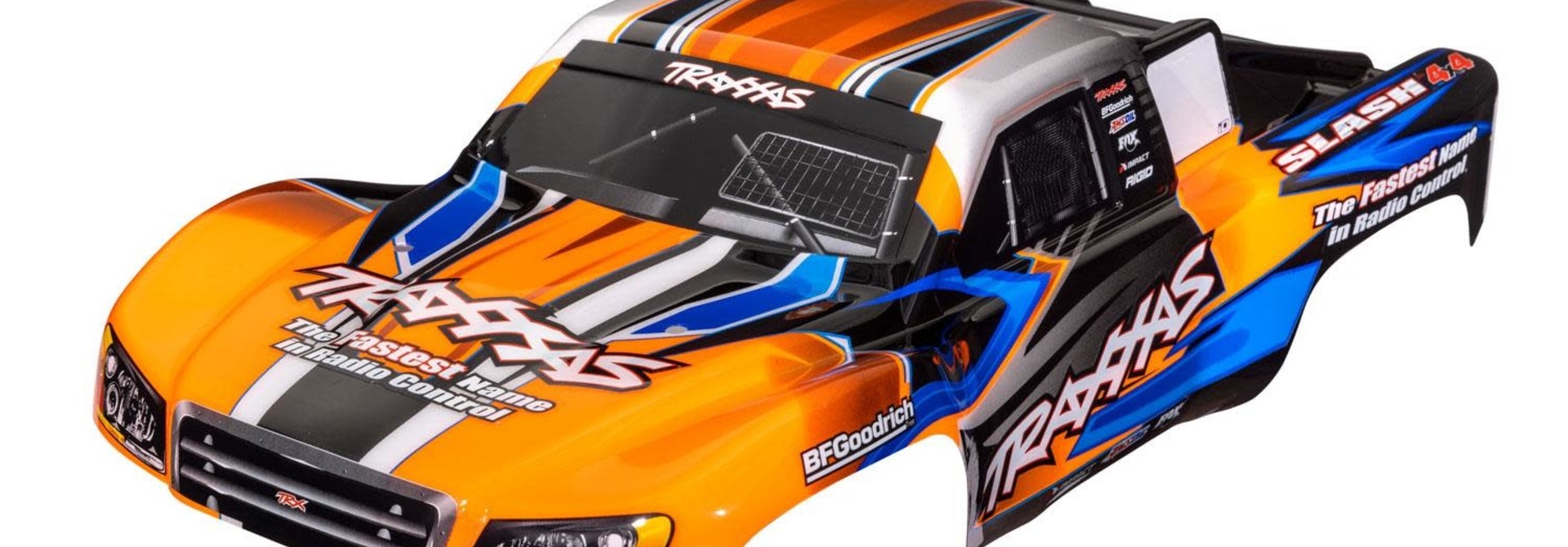 Body, Slash 4X4 (also fits Slash VXL & Slash 2WD), orange & blue (painted, decals applied)