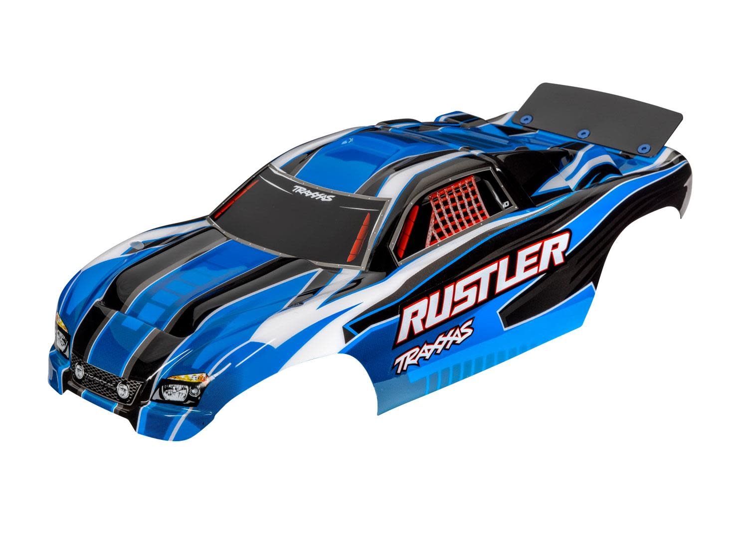 Body, Rustler (also fits Rustler VXL), blue (painted, decals applied)-2