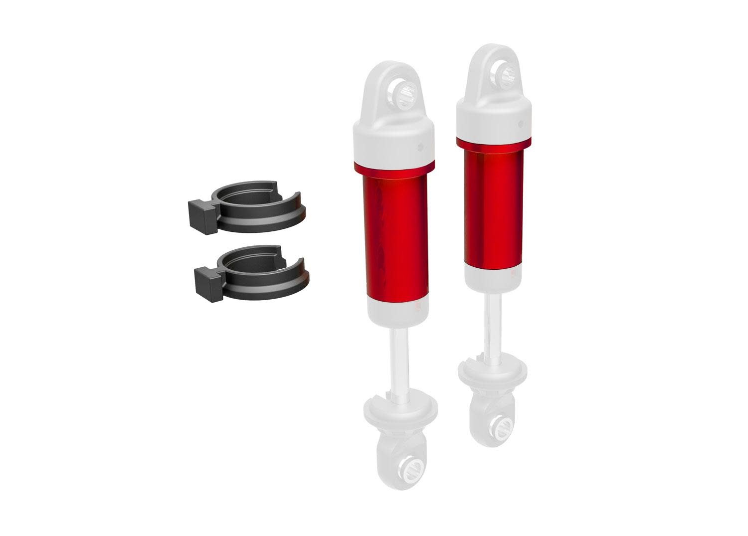 Body, GTM shock, 6061-T6 aluminum (red-anodized) (includes spring pre-load spacers) (2)-3