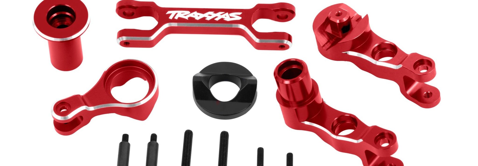 Steering bellcranks (left & right)/ draglink (6061-T6 aluminum, red-anodized) (fits X-Maxx)