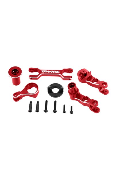 Steering bellcranks (left & right)/ draglink (6061-T6 aluminum, red-anodized) (fits X-Maxx)