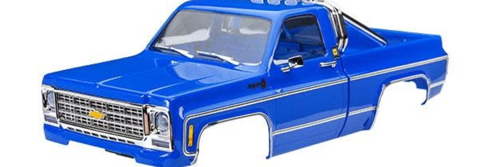 Body, Chevrolet K10 Truck (1979), complete, blue (includes grille, side mirrors, door handles, roll bar, windshield wipers, & clipless mounting) (requires #9835 front & rear bumpers)