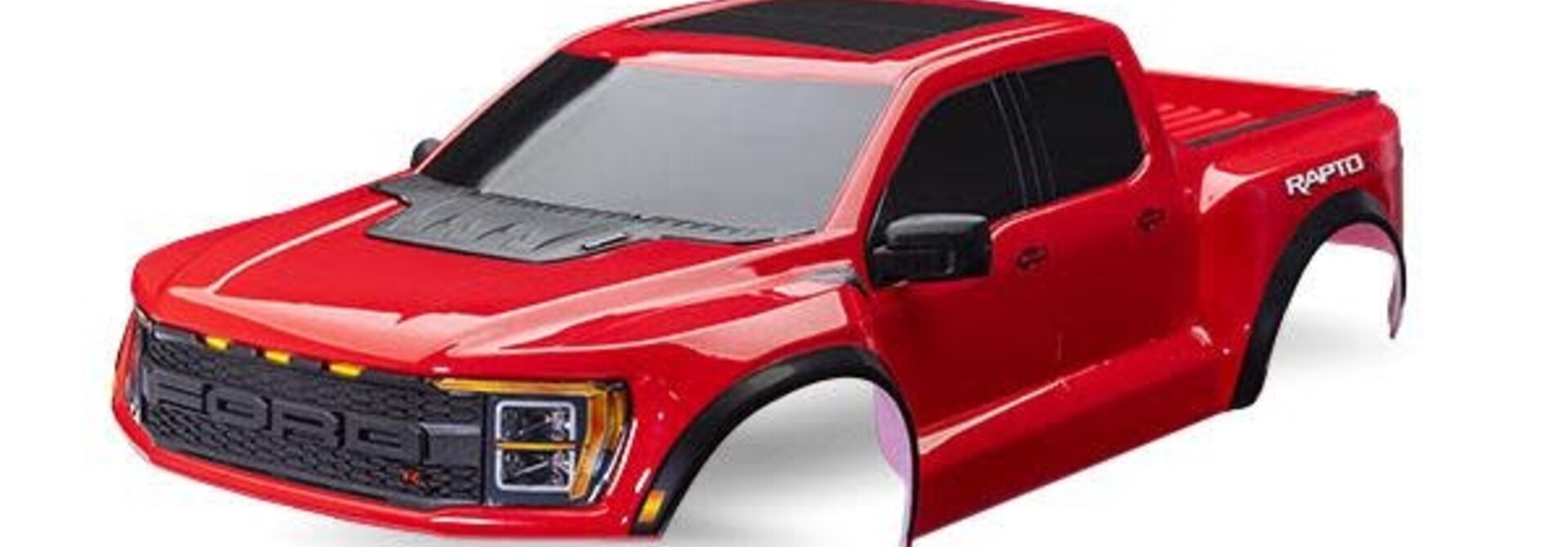 Body, Ford Raptor R, complete (red) (includes grille, tailgate trim, side mirrors, decals, & clipless mounting) (requires #10124 & 10125 body mounts)