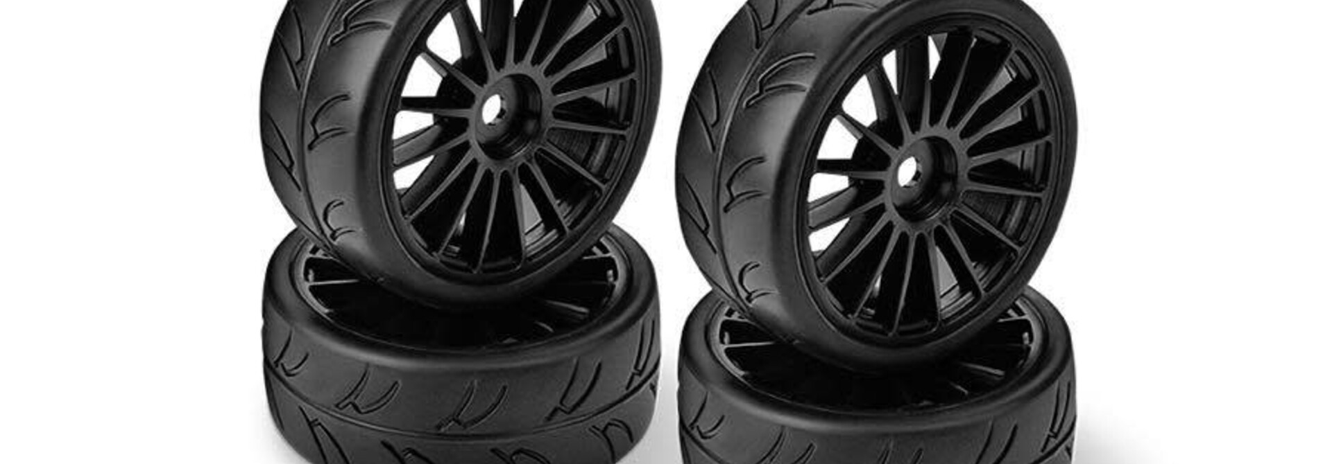 HUDY 1/10 PRE-CUT SLICK BELTED TIRES RIGHT & LEFT (2+2)