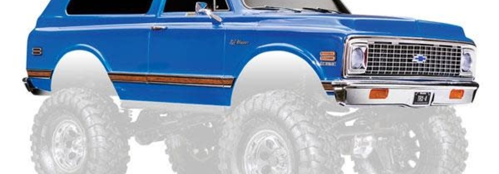 Body, Chevrolet Blazer (1972), complete, blue (painted) (includes grille, side mirrors, door handles, windshield wipers, front & rear bumpers, clipless mounting) (requires #8072X inner fenders)