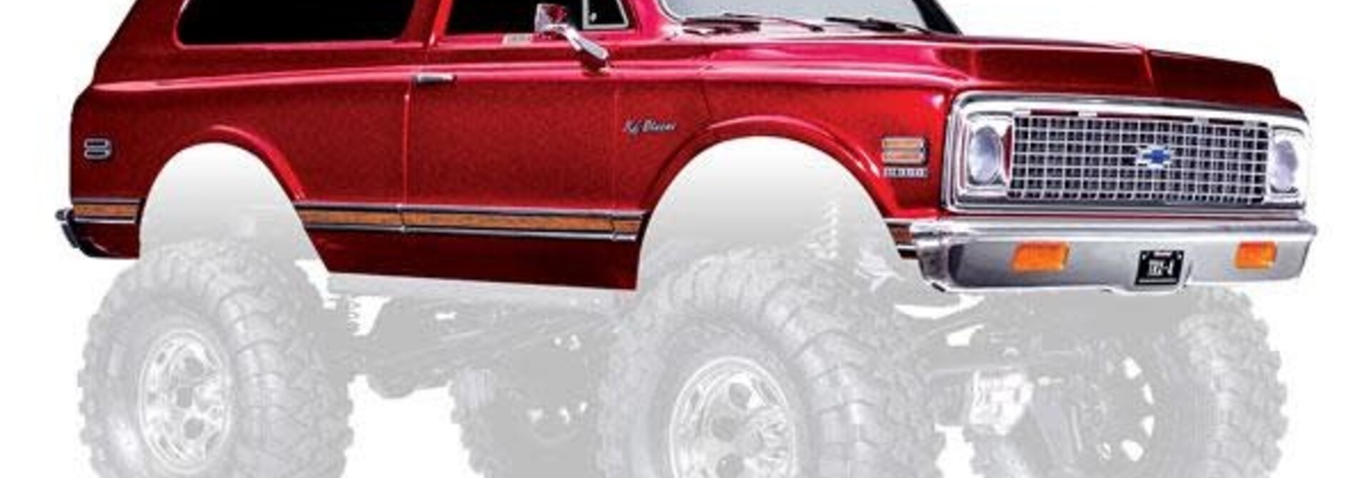 Body, Chevrolet Blazer (1972), complete, red (painted) (includes grille, side mirrors, door handles, windshield wipers, front & rear bumpers, clipless mounting) (requires #8072X inner fenders)
