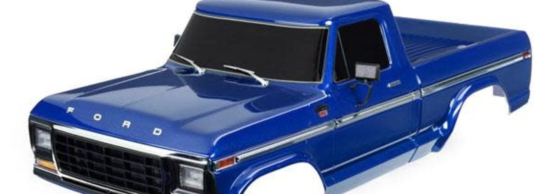 Body, Ford F-150 (1979), complete, blue (painted, decals applied) (includes grille, side mirrors, door handles, windshield wipers, front & rear bumpers, clipless mounting) (requires #9288 inner fenders)