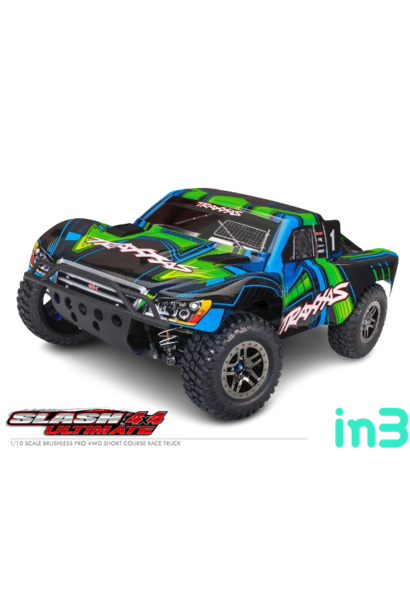 Traxxas Slash 4X4 Ultimate VXL TQi TSM Clipless body (no battery/charger), Green TRX68277-4GRN