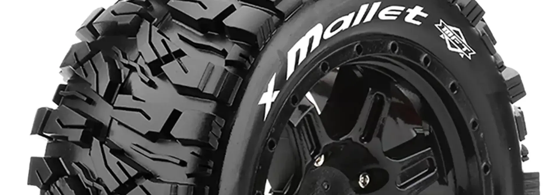 Louise RC - MFT - X-MALLET - Tire Set for X-Maxx - Mounted - Sport - Black wheels - Hex 24mm - LR-T3350B