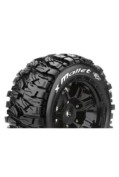 Louise RC - MFT - X-MALLET - Tire Set for X-Maxx - Mounted - Sport - Black wheels - Hex 24mm - LR-T3350B