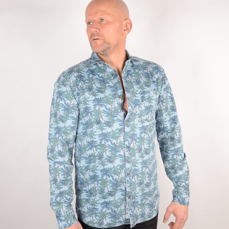 Only & Sons Printed Chambray Shirt Light Blue Denim 22012337