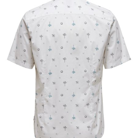 Only & Sons Onsbart Life Ss Aop Stretch Shirt Bright White 9271