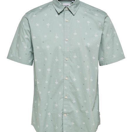 Only & Sons Onsbart Life Ss Aop Stretch Shirt Silver Blue 9271