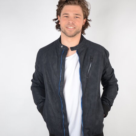 Petrol Jacket PU Bomber Dark Navy (JAC119)