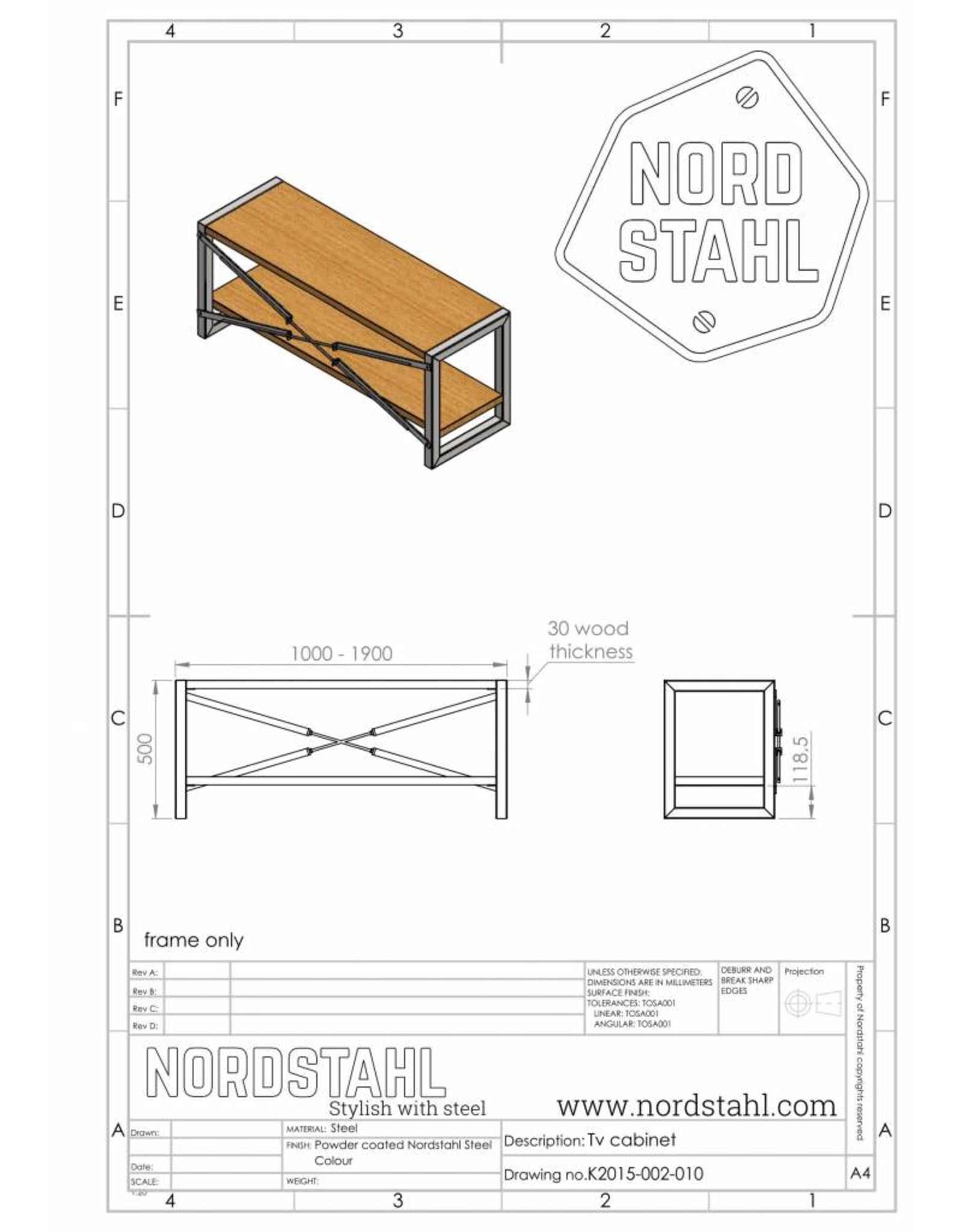 Nordstahl Nordstahl Fernsehtischgestelle